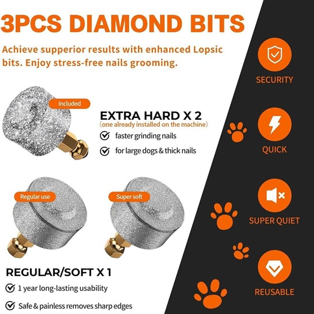 Dog Nail Grinder with 2 LED Lights Powerful 2 Speeds Super Quiet Dog Nail Trimme - Thumbnail 5