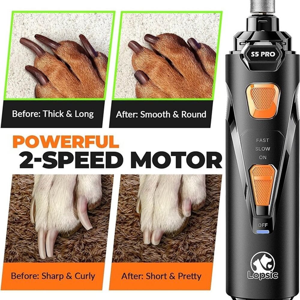 Dog Nail Grinder with 2 LED Lights Powerful 2 Speeds Super Quiet Dog Nail Trimme - Thumbnail 4