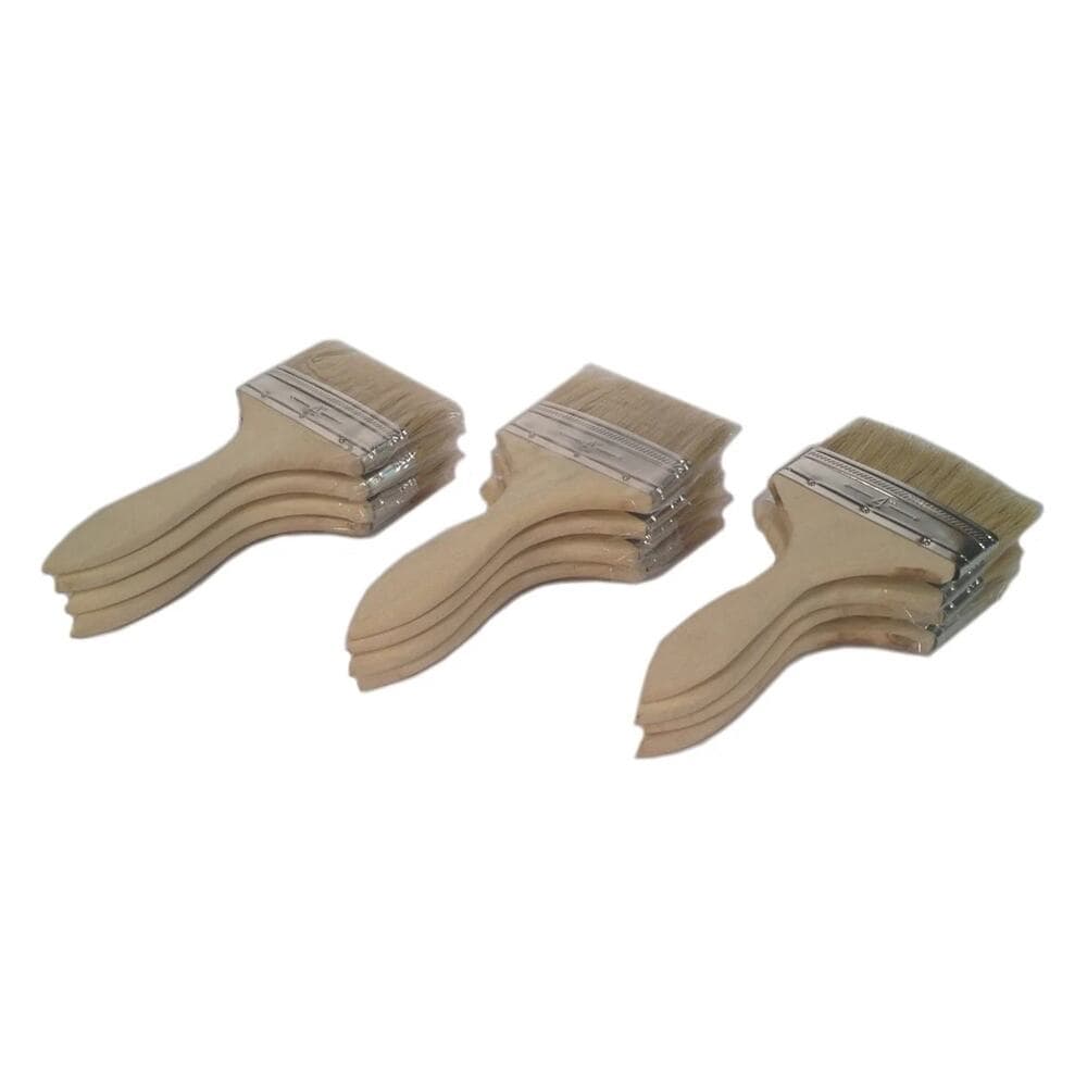 12 Pack of 4" Paint Brushes for Paint, Stains, Varnishes, Glues - Thumbnail 5
