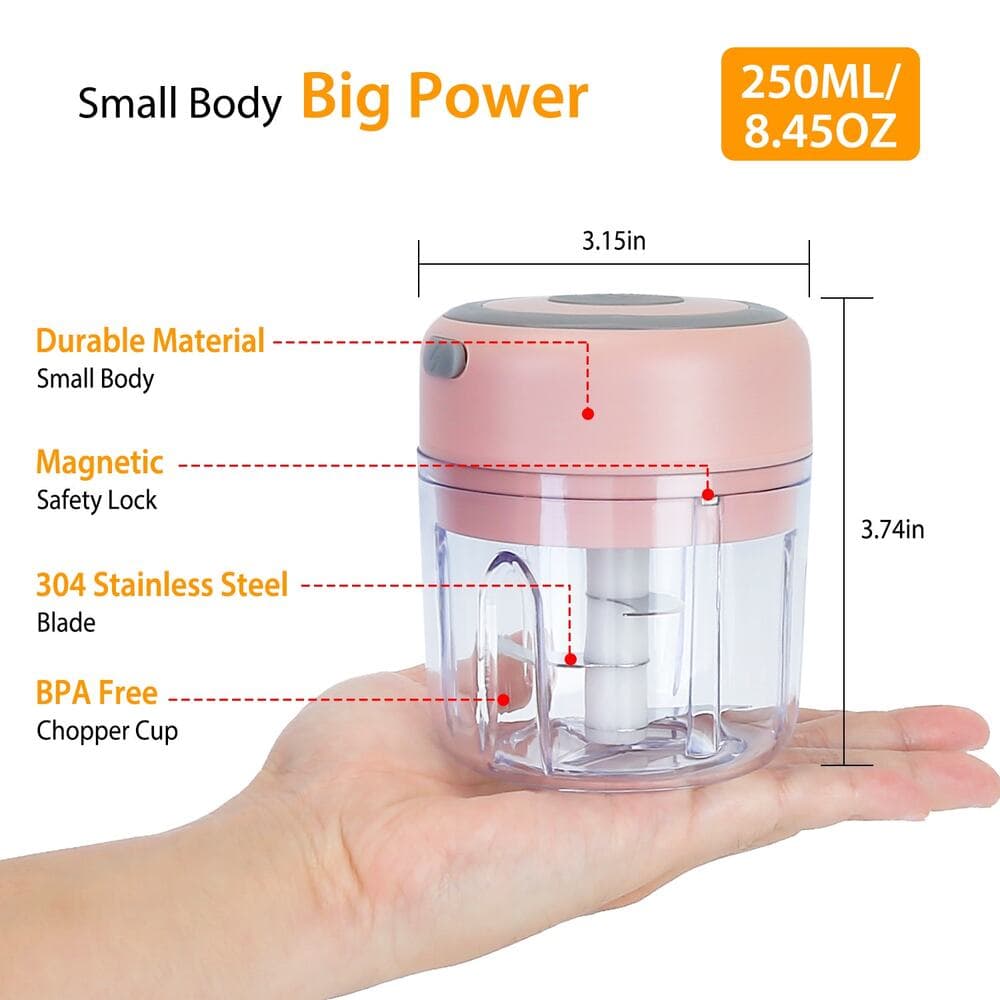 Mini Electric Garlic Chopper 8.45OZ Rechargeable - Thumbnail 6