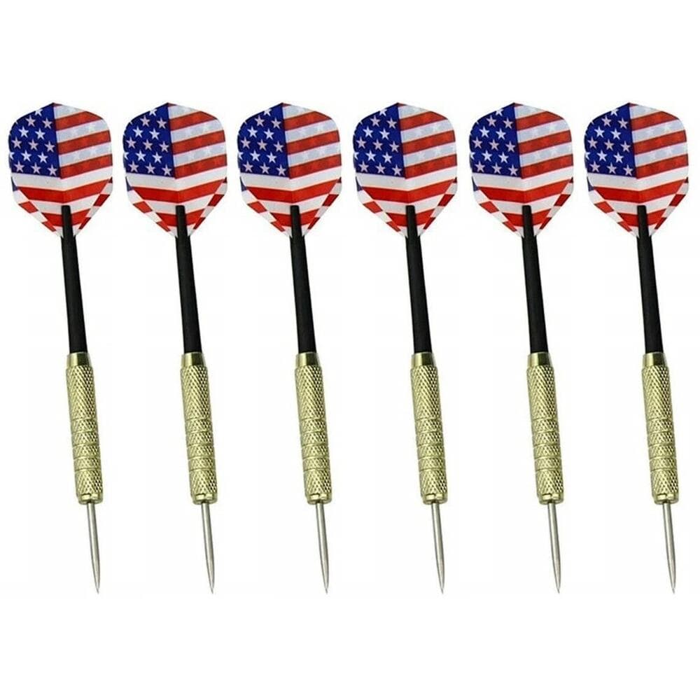 Set of 6 High Quality Steel Needle Tip Darts with American Flag Dart Flights - Thumbnail 6