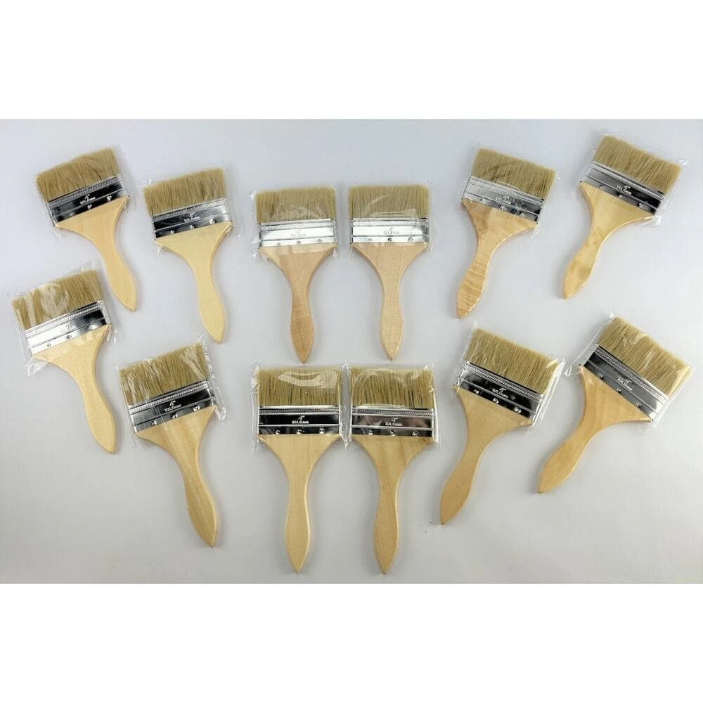 12 Pack of 4" Paint Brushes for Paint, Stains, Varnishes, Glues - Thumbnail 6