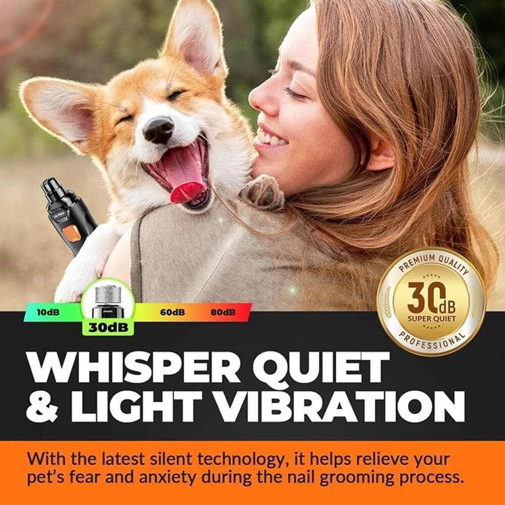 Dog Nail Grinder with 2 LED Lights Powerful 2 Speeds Super Quiet Dog Nail Trimme - Thumbnail 2