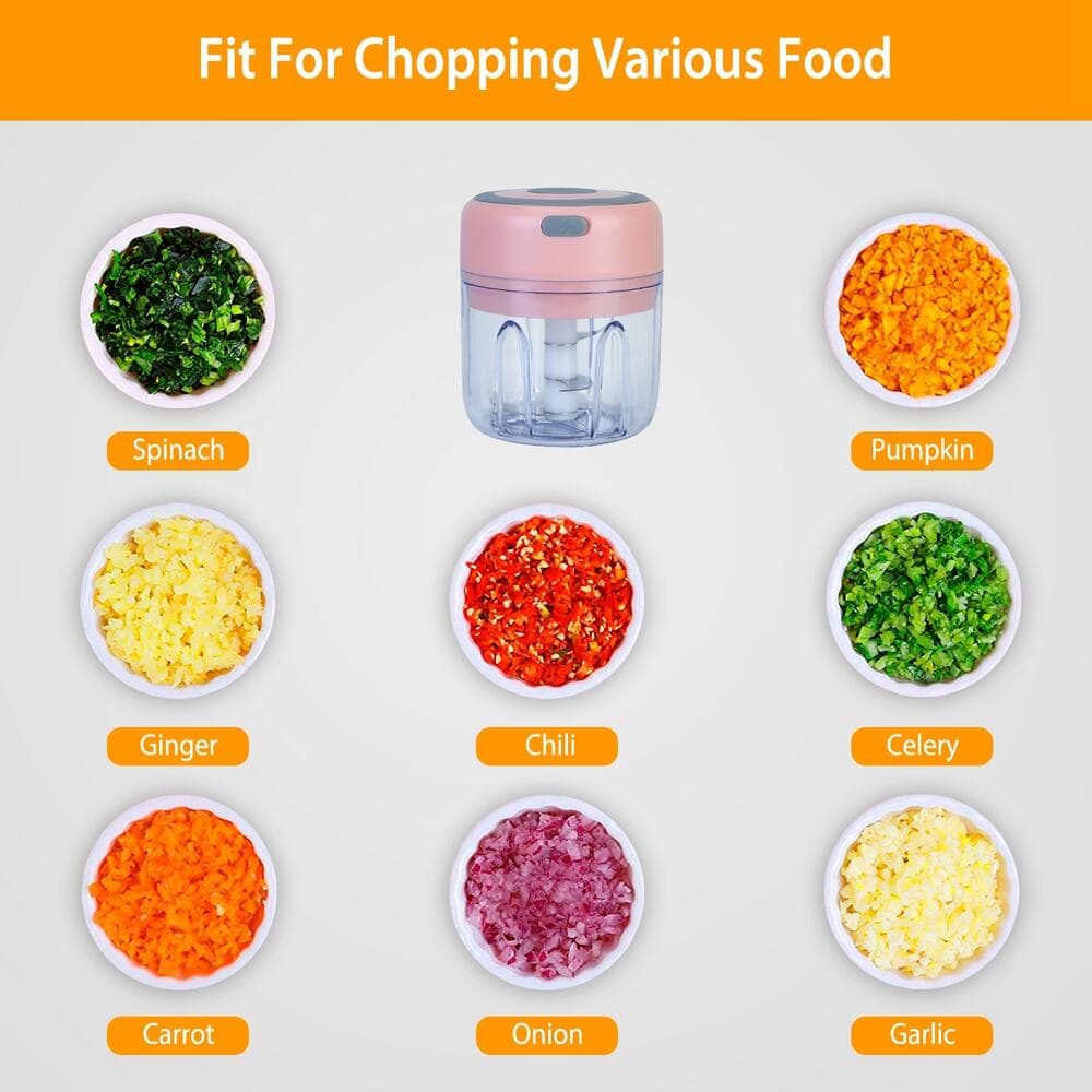 Mini Electric Garlic Chopper 8.45OZ Rechargeable - Thumbnail 2
