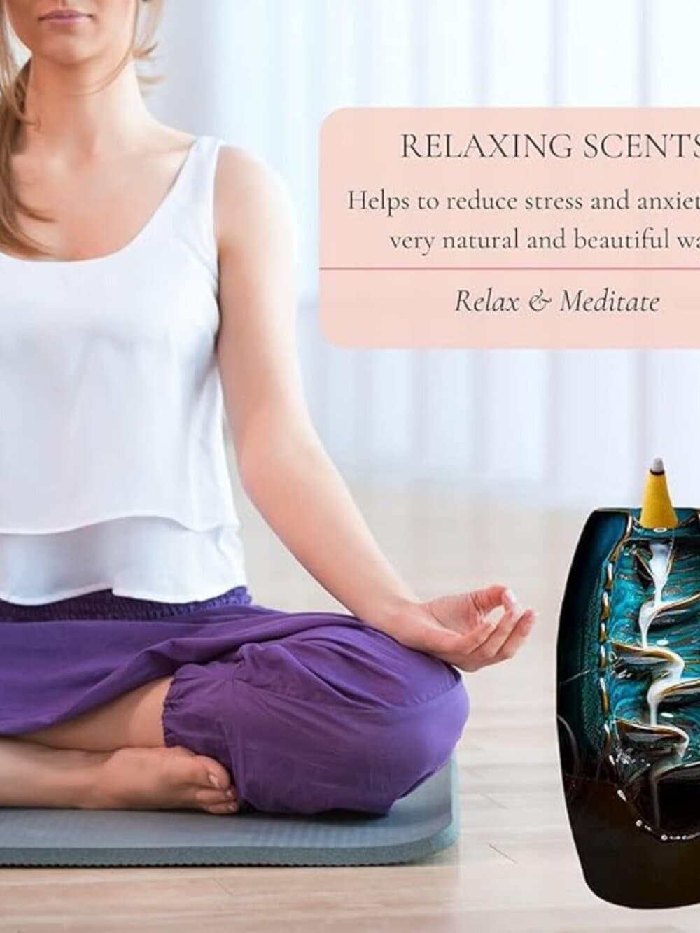 100 Pack – Inscents Waterfall Relaxing Backflow Incense Cones -100% Natural Scen - Thumbnail 6