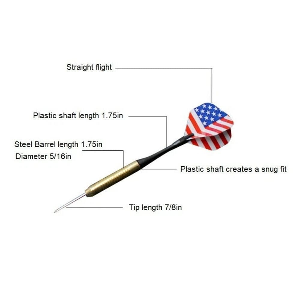 Set of 6 High Quality Steel Needle Tip Darts with American Flag Dart Flights - Thumbnail 2