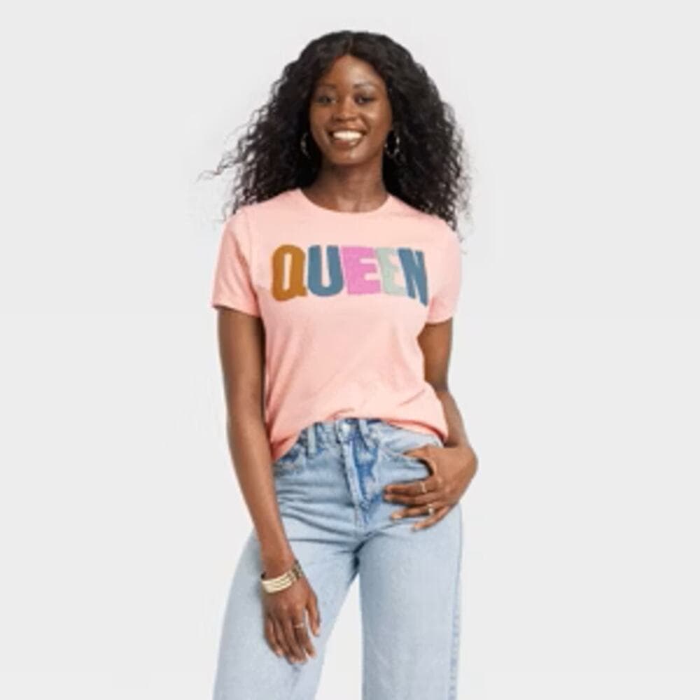 Legendary Rootz T-Shirt Womens Medium Peach Queen Graphic Tee Short Sleeve NWT - Thumbnail 3