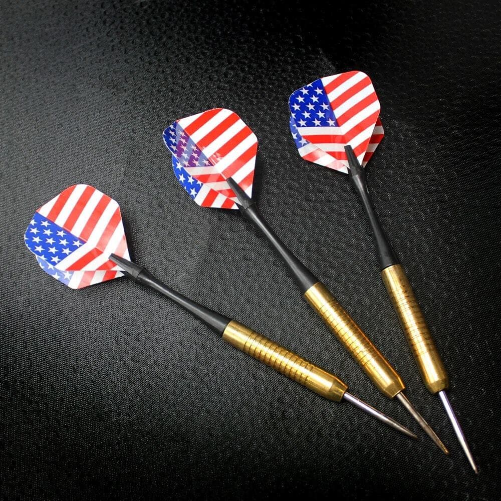Set of 6 High Quality Steel Needle Tip Darts with American Flag Dart Flights - Thumbnail 3