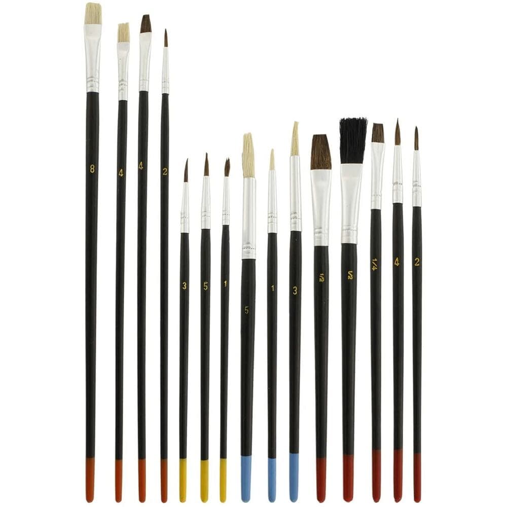 15pc Artist Paint Brush Set, all Purpose Oil, Watercolor, and Acrylic Paints - Thumbnail 4