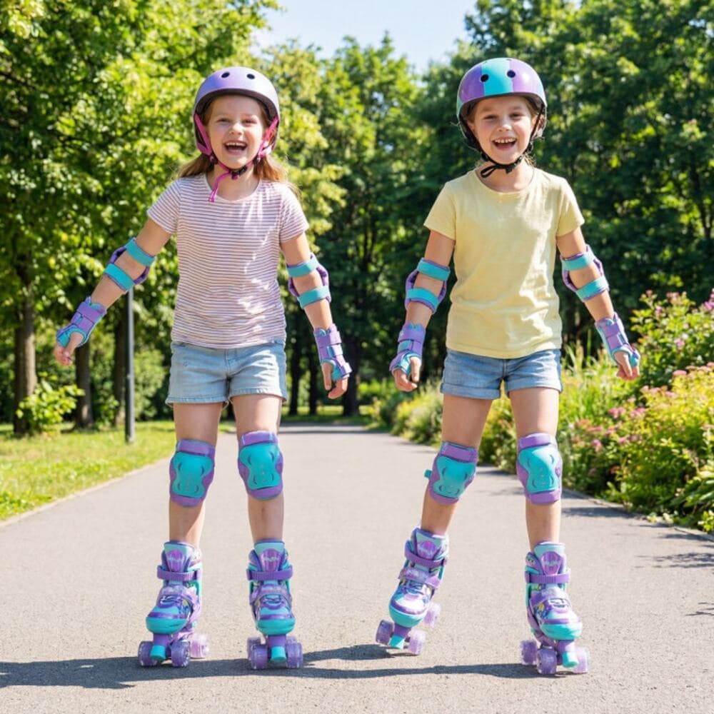 Adjustable Kids Roller Skates with Light-up Wheels and Safety Protection M Size - Thumbnail 5