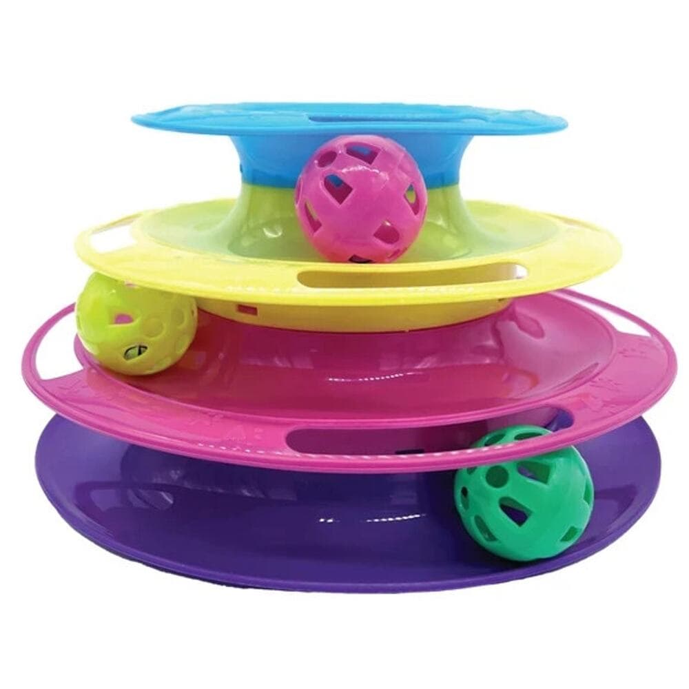 Triple Level Cat Toy Tower with Jingle Balls - Thumbnail 3