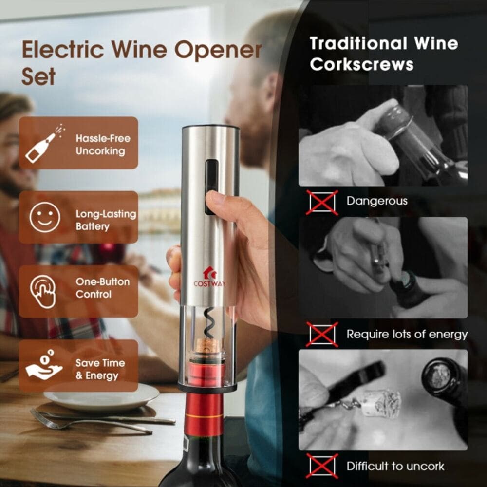 6-in-1 Electric Wine Bottle Opener Set with Foil Cutter - Thumbnail 8