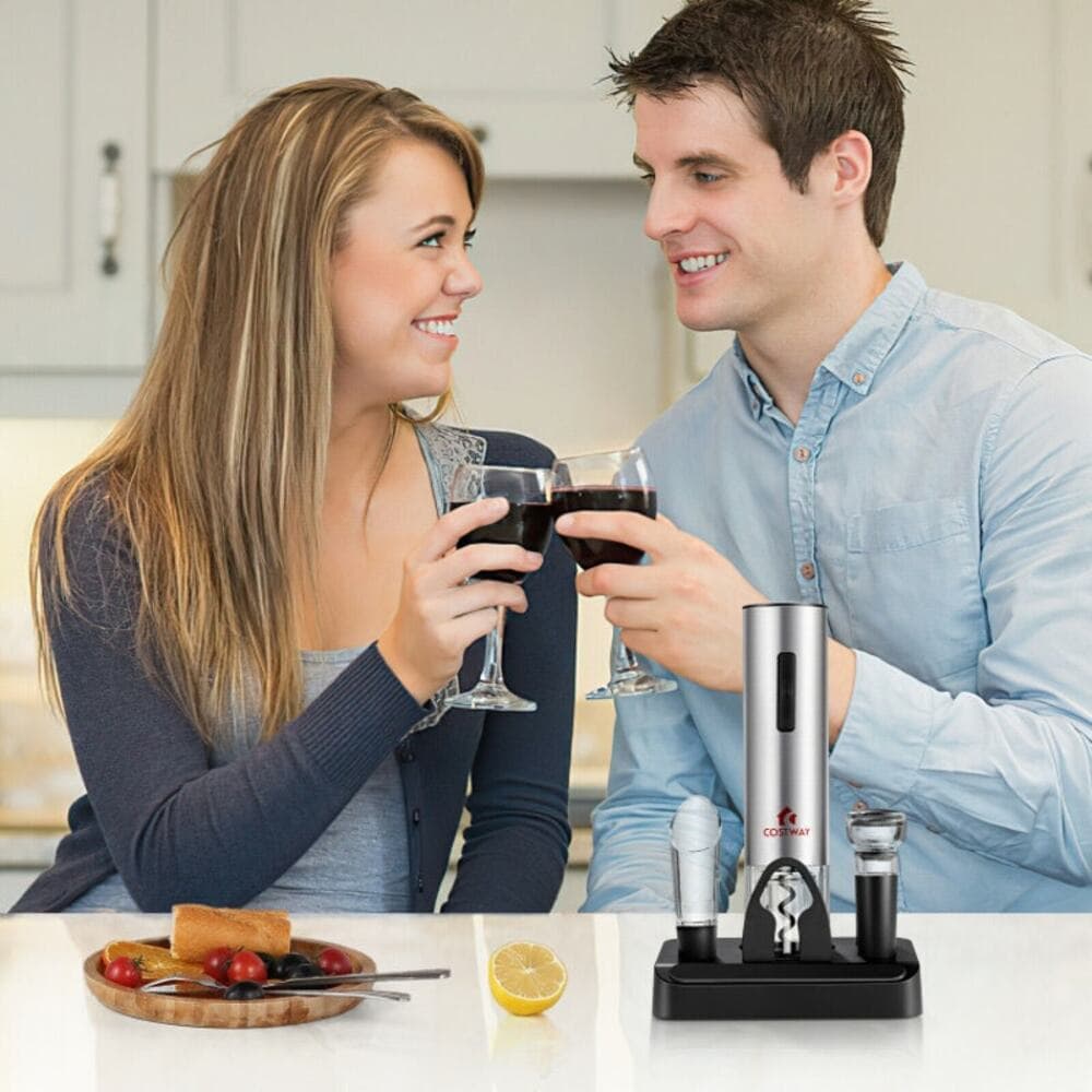 6-in-1 Electric Wine Bottle Opener Set with Foil Cutter - Thumbnail 3
