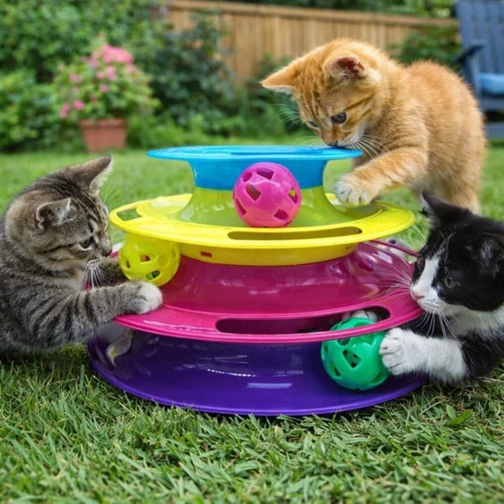 Triple Level Cat Toy Tower with Jingle Balls - Thumbnail 5