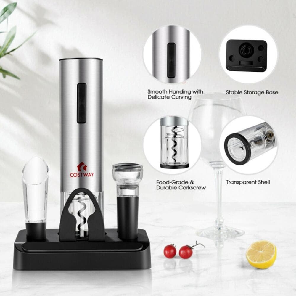 6-in-1 Electric Wine Bottle Opener Set with Foil Cutter - Thumbnail 7