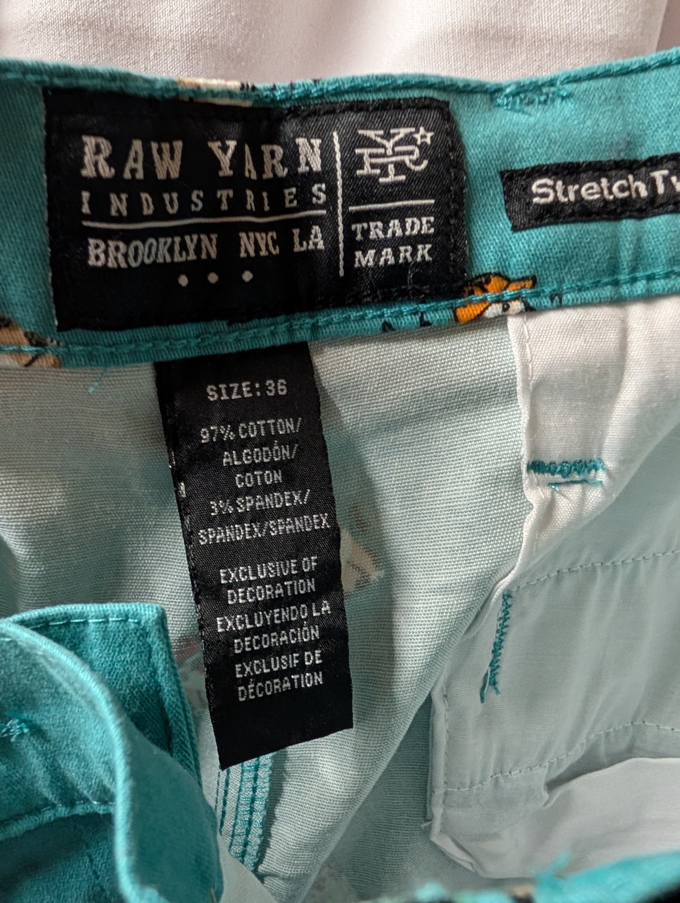 Raw Yarn Industries Men's Shorts Size 36 Teal Print - Thumbnail 2