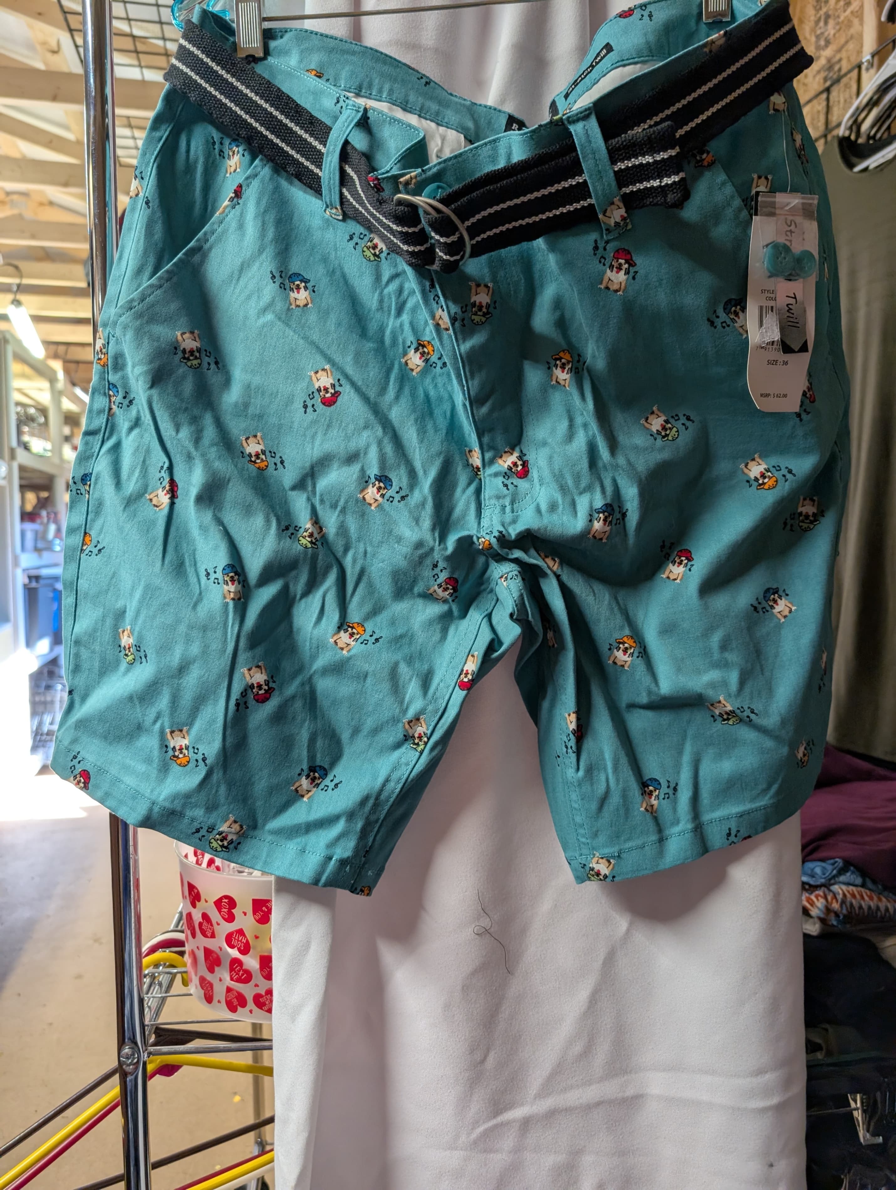 Raw Yarn Industries Men's Shorts Size 36 Teal Print - Thumbnail 3