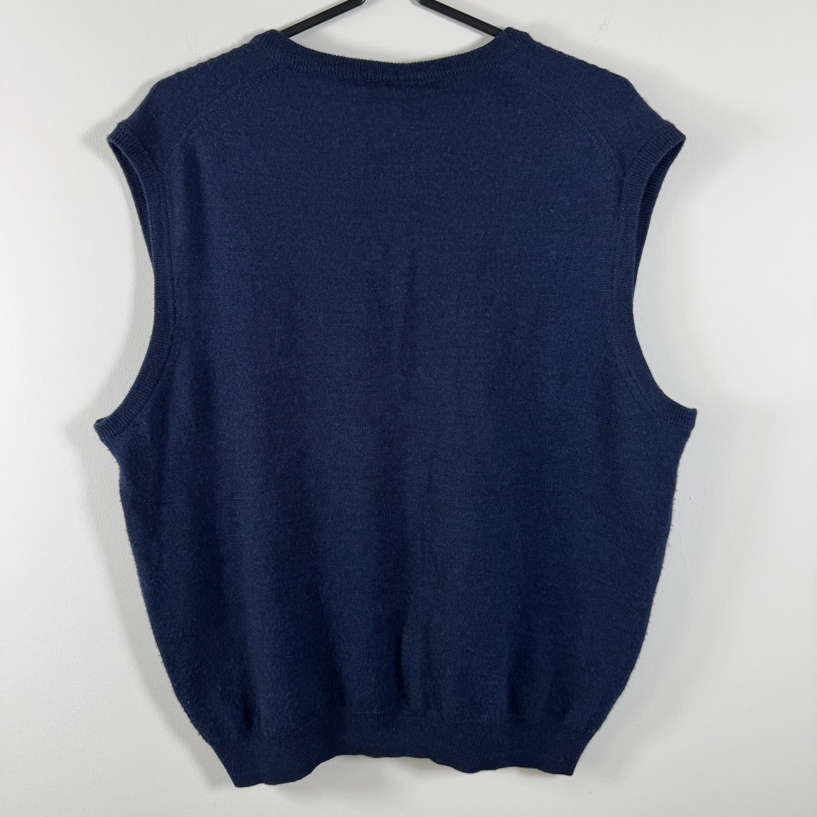 Jos. A. Bank Classic Sweater Vest V Neck 100% Merino Wool Navy Blue Mens L #6F6G - Thumbnail 2