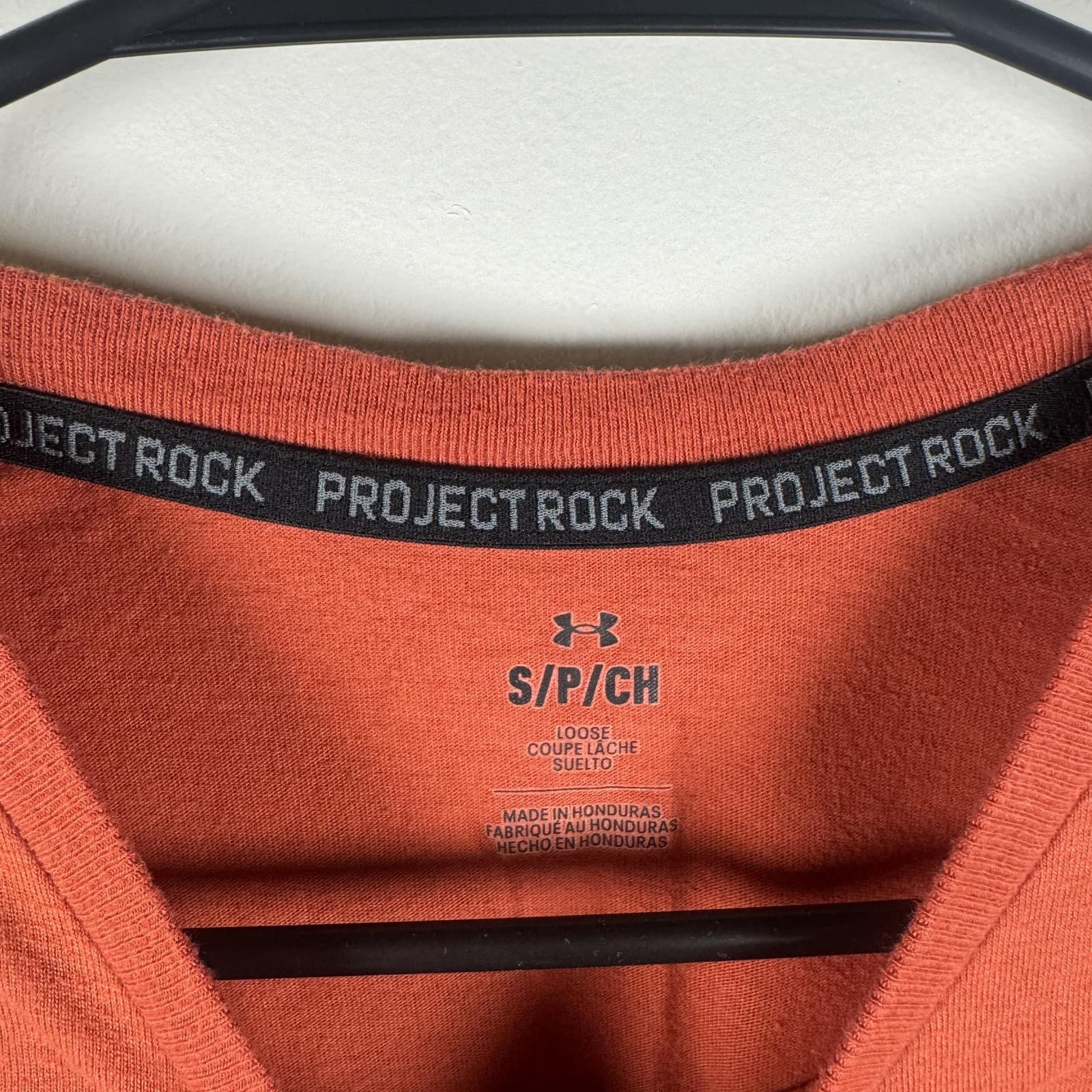Under Armour Project Rock Iron Paradise Shirt Graphic Tee Orange Mens S - Thumbnail 3