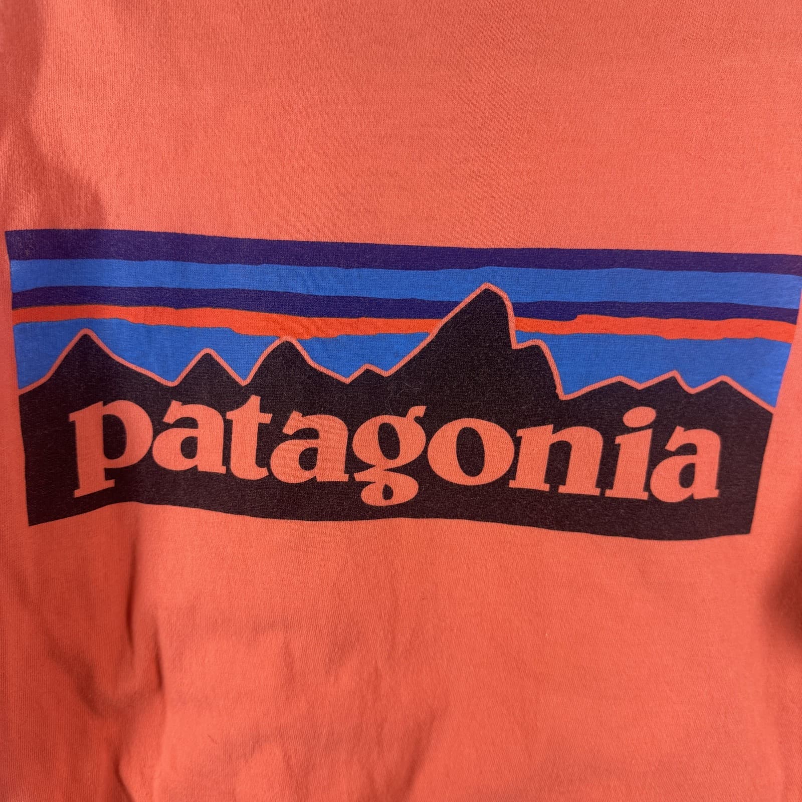 Patagonia Organic Cotton P-6 Logo Short Sleeve Tee Shirt Mens S Orange - Thumbnail 4