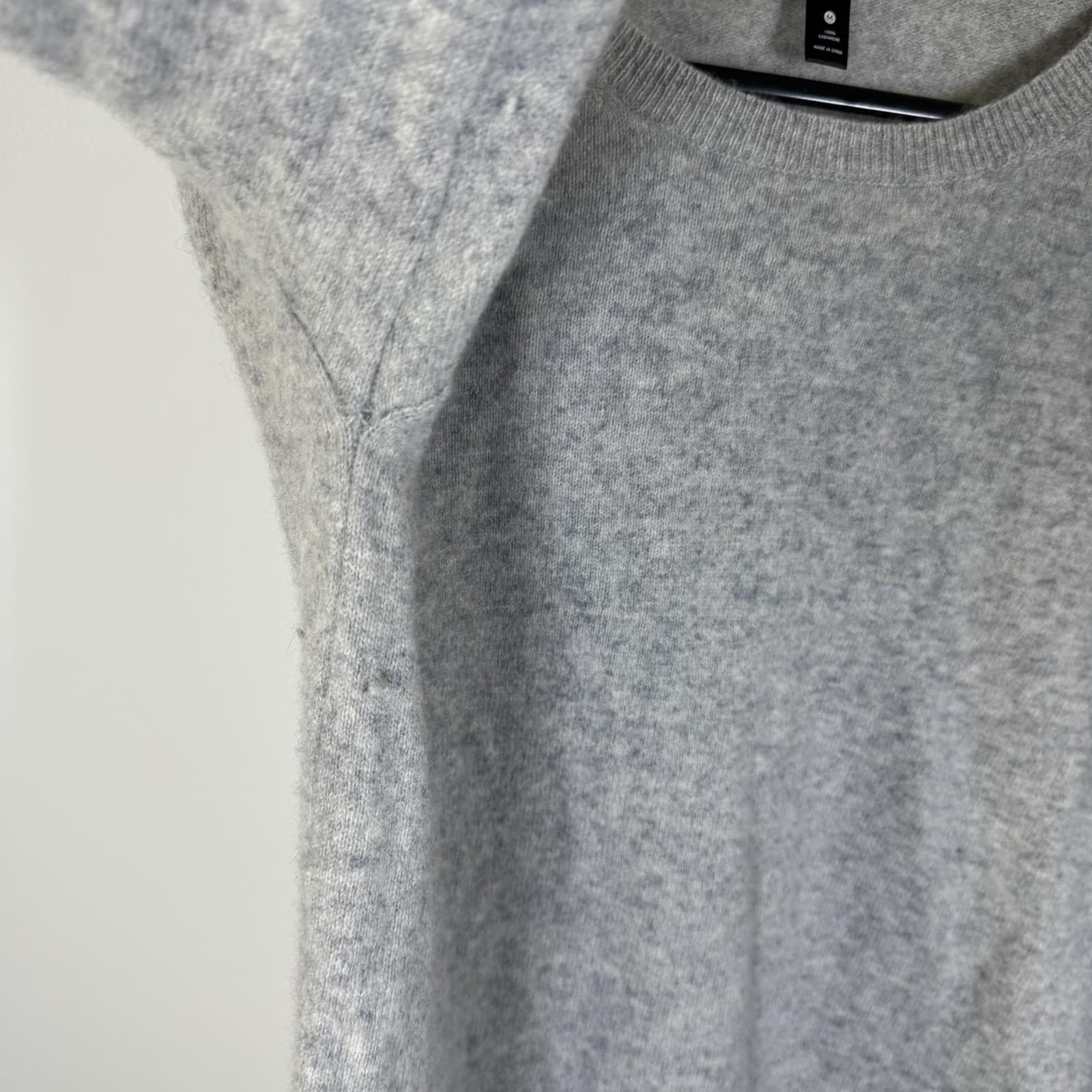 Aqua Sweater Gray 100% Cashmere Crew Neck Soft Knit Pullover Womens Medium - Thumbnail 7
