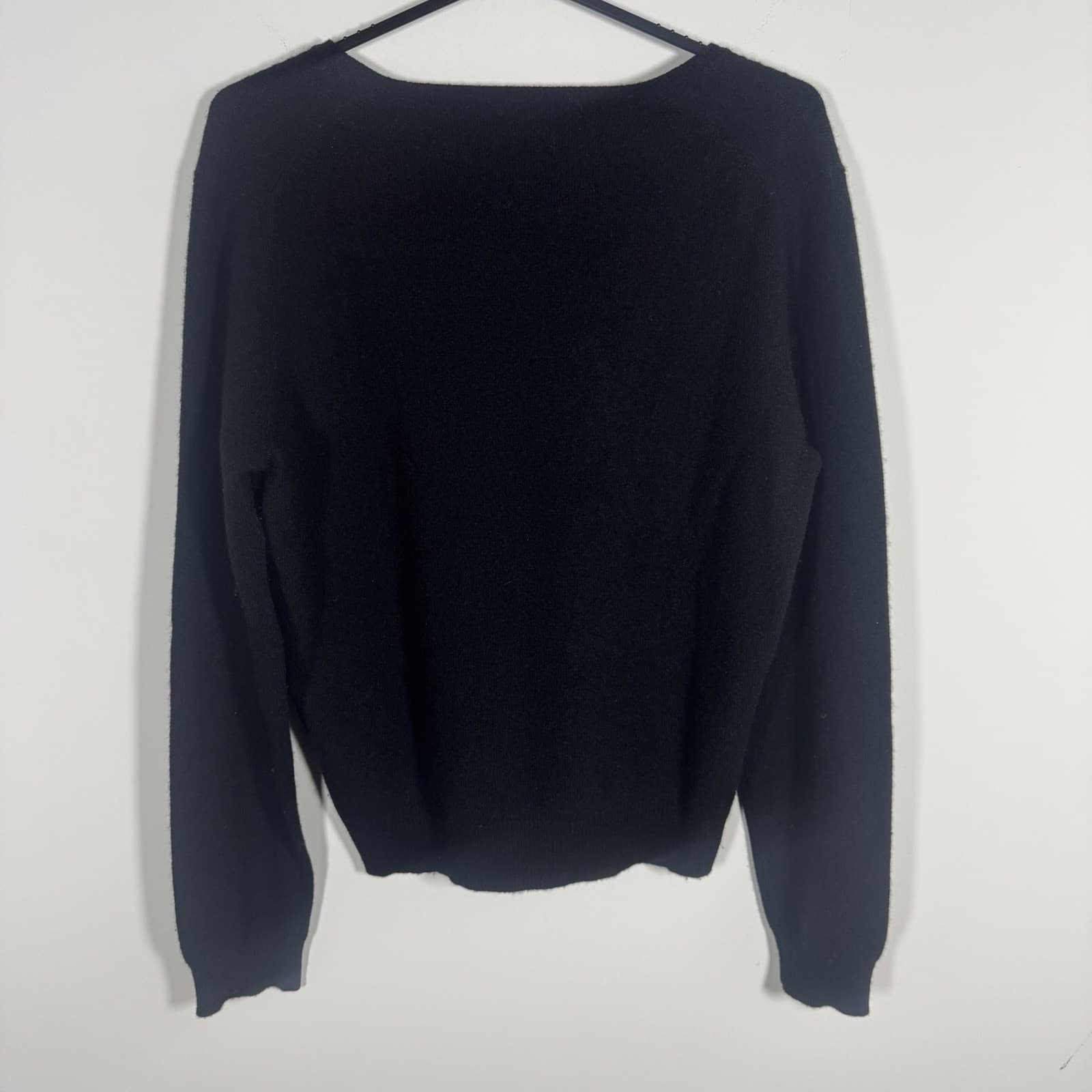 Lord & Taylor Two Ply Cashmere Sweater V Neck Pullover Black Lightweight Men M - Thumbnail 2