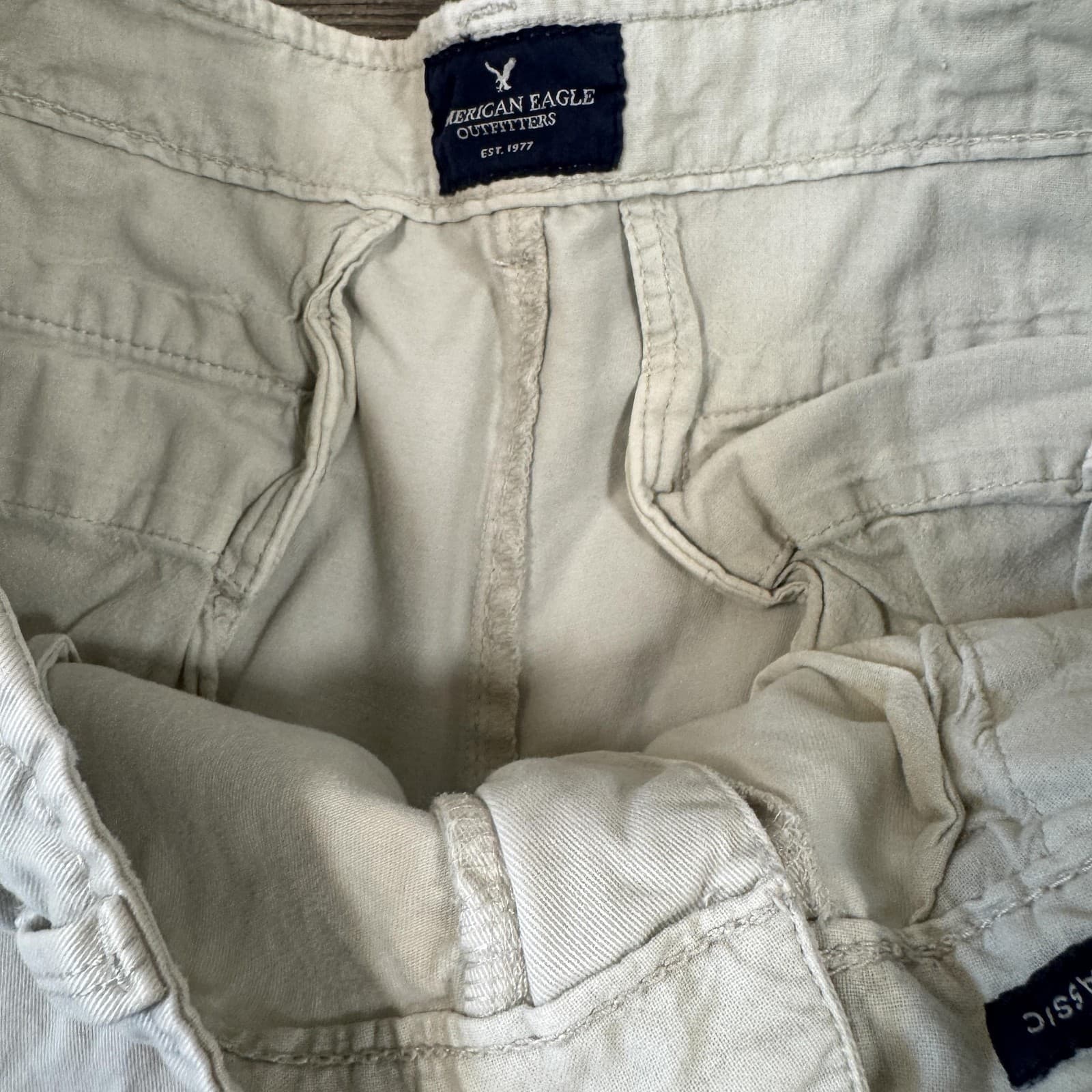 American Eagle Outfitters Shorts Chino Cotton Classic 10 Inseam Beige Men's 31 - Thumbnail 6