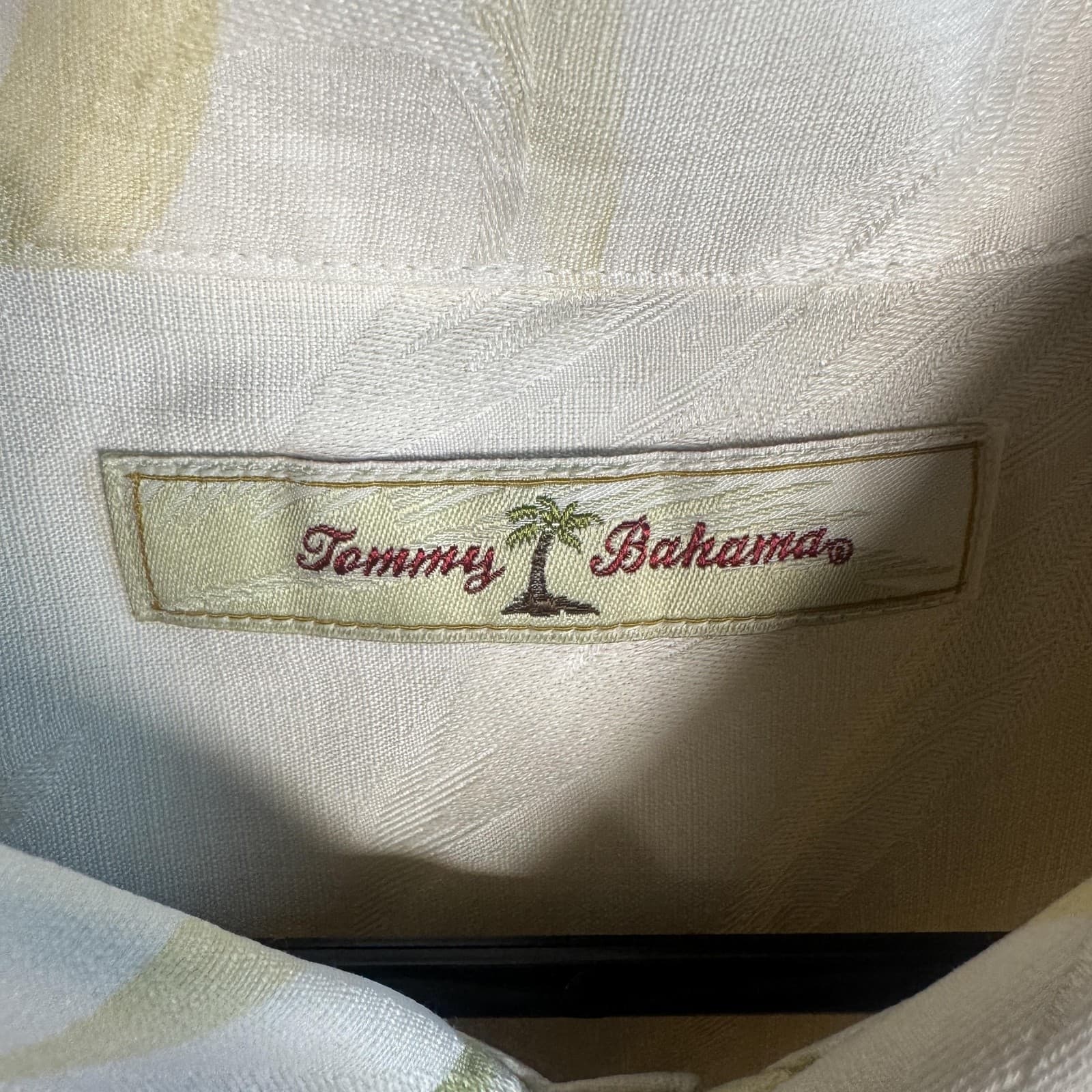 Tommy Bahama Camp Button-Down Shirt Hawaiian Tropical Silk Cream Green Men's XL - Thumbnail 13
