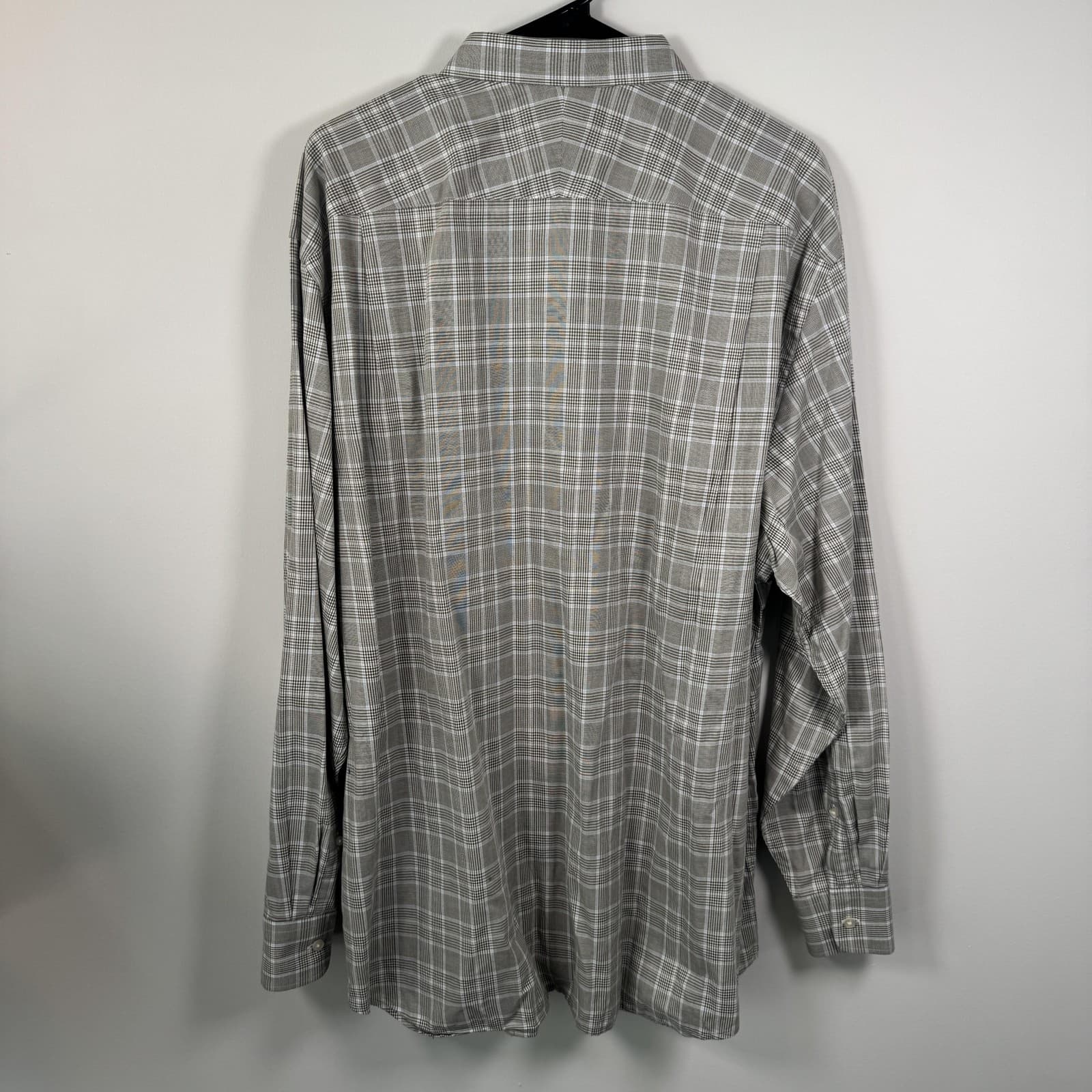 Charles Tyrwhitt Classic Fit Button Down Shirt Plaid Cotton Gray White Men's 2XL - Thumbnail 2
