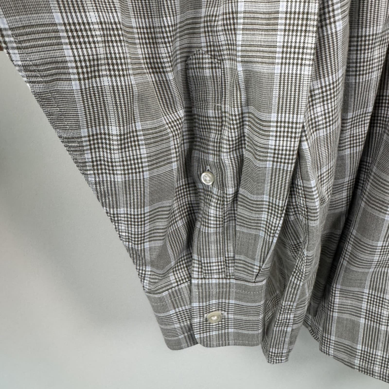 Charles Tyrwhitt Classic Fit Button Down Shirt Plaid Cotton Gray White Men's 2XL - Thumbnail 10