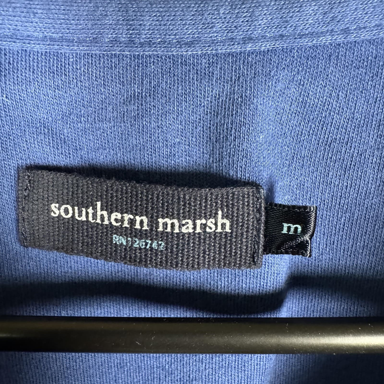 Southern Marsh Sweatshirt Pullover Quarter Zip Duck Logo Cotton Blue Men's M - Thumbnail 3