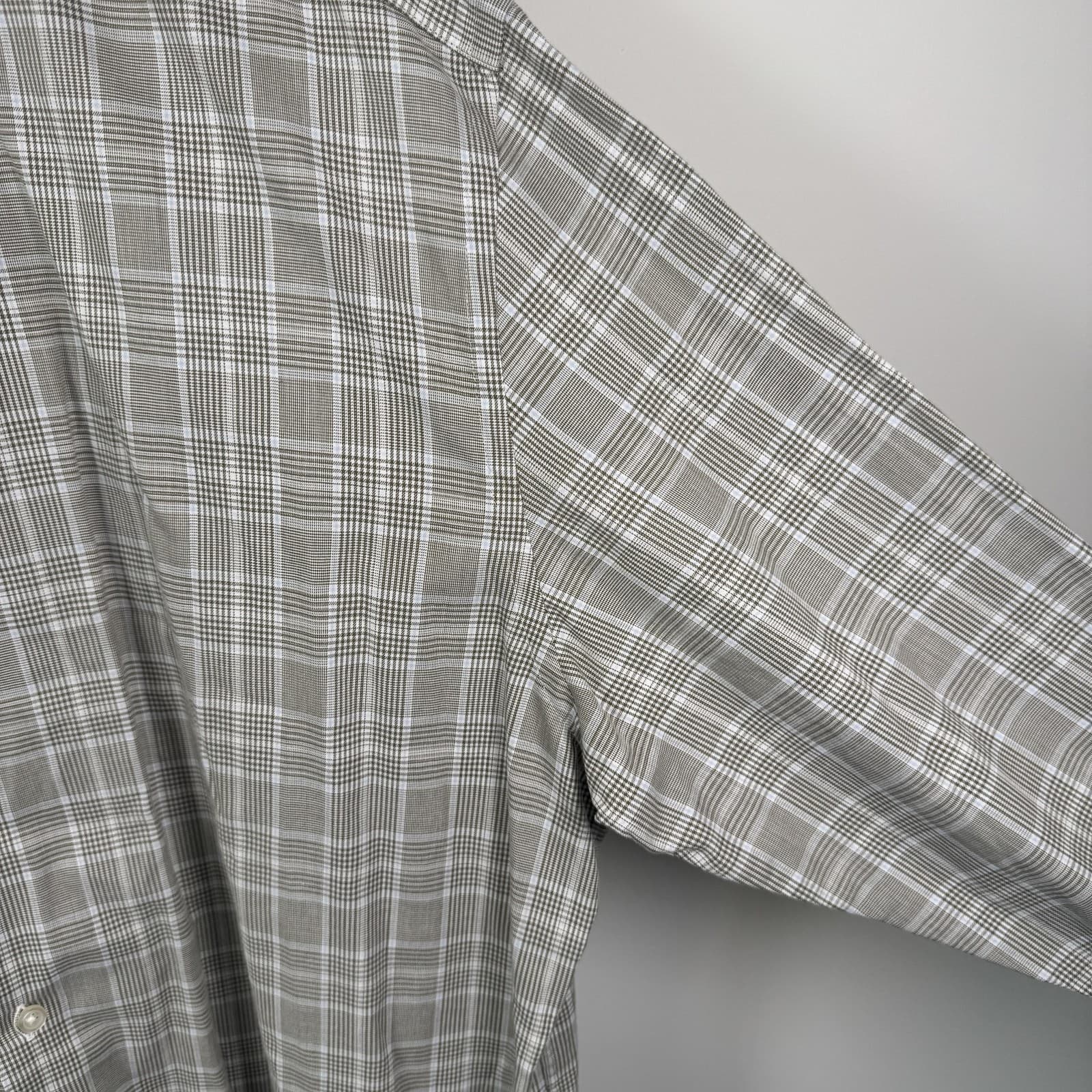 Charles Tyrwhitt Classic Fit Button Down Shirt Plaid Cotton Gray White Men's 2XL - Thumbnail 6
