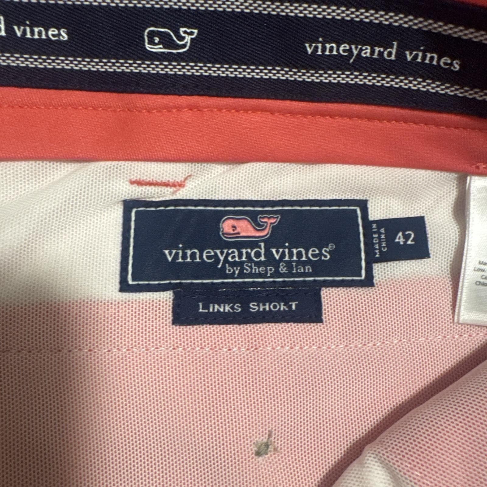 Vineyard Vines Links Shorts Chino Performance Golf Stretch Salmon Pink Mens 42 - Thumbnail 8