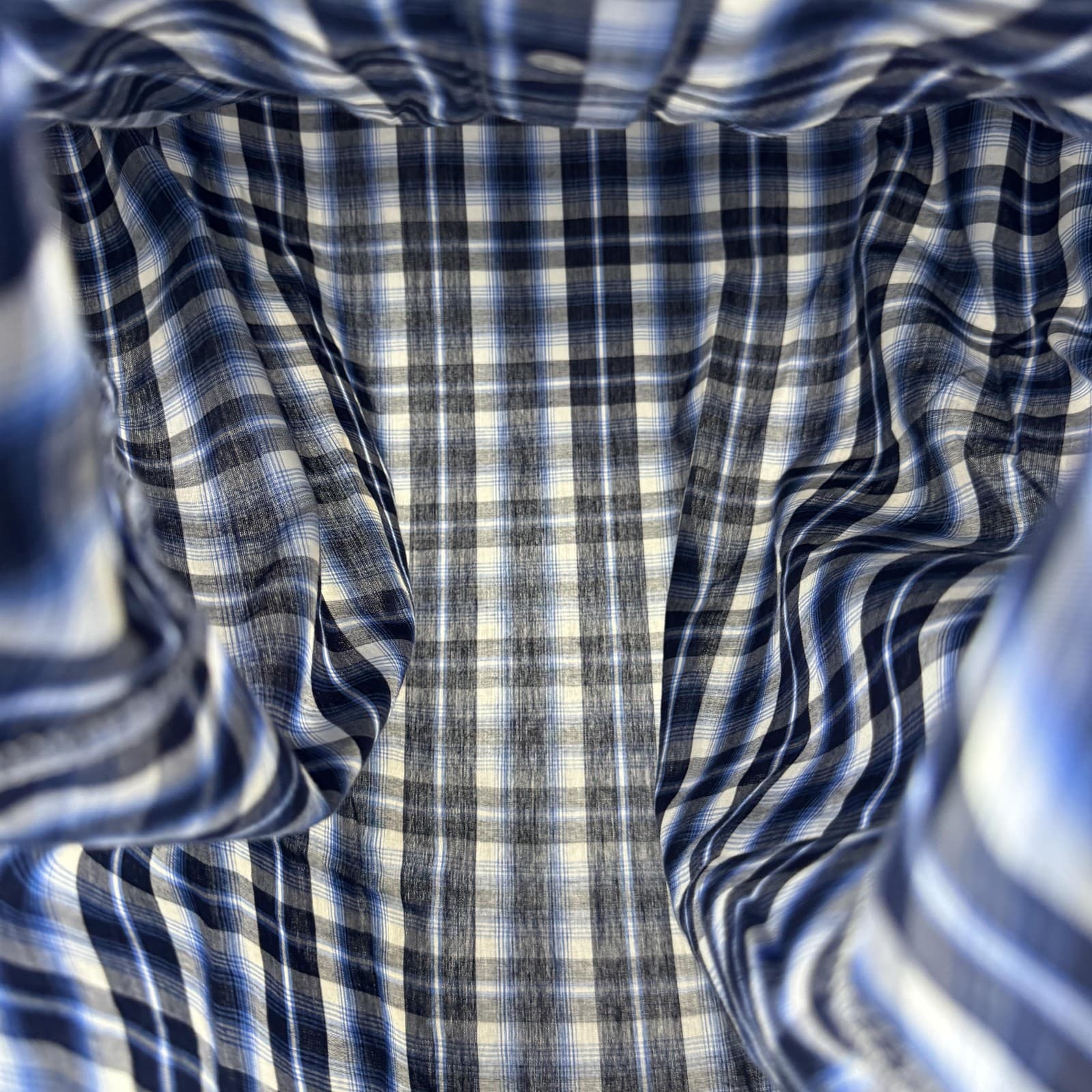 Wrangler Western Fashion Pearl Snap Plaid Shirt 2-Pocket Casual Blue Men's Large - Thumbnail 9