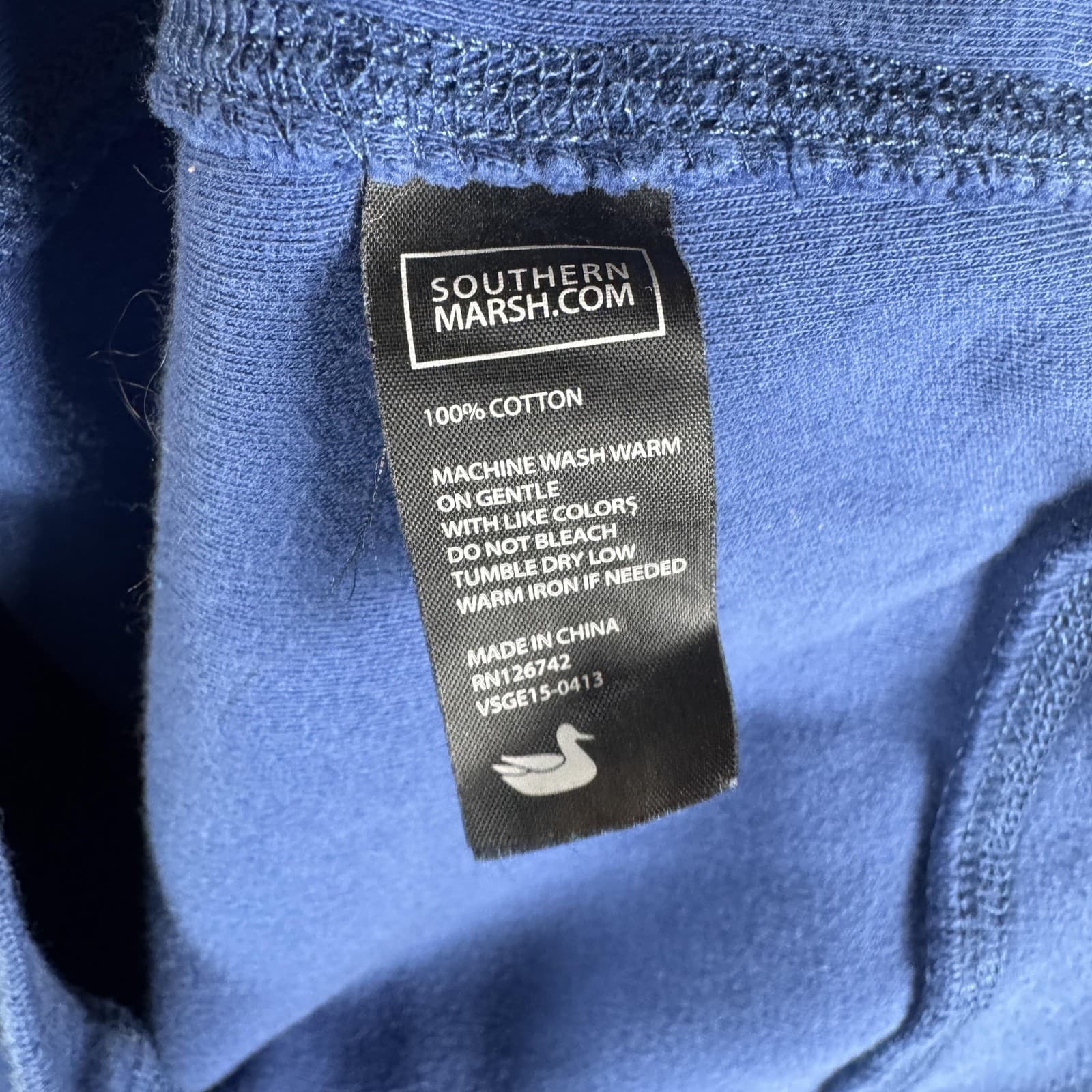 Southern Marsh Sweatshirt Pullover Quarter Zip Duck Logo Cotton Blue Men's M - Thumbnail 4