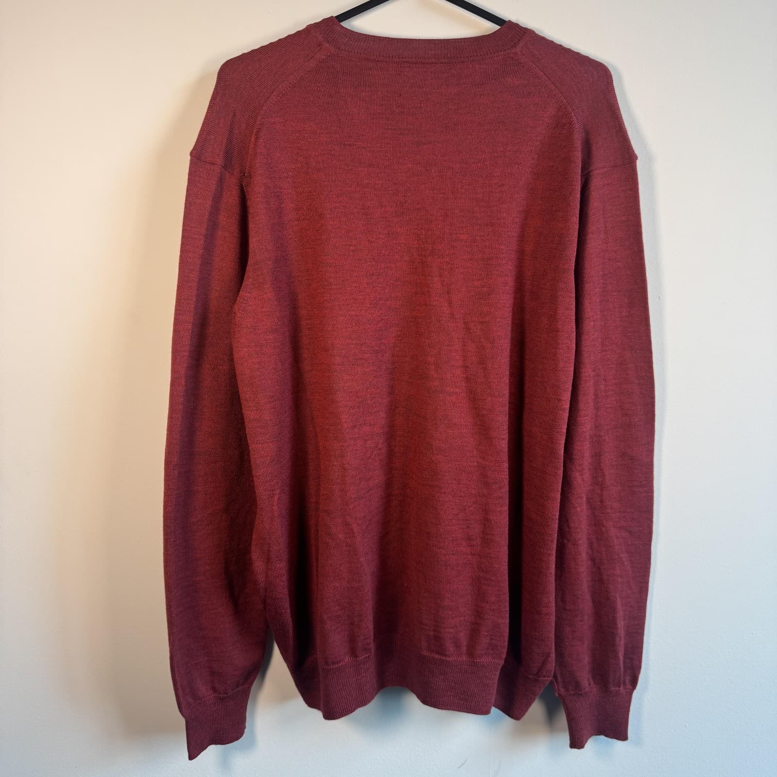 Black Brown 1826 Sweater V Neck Pullover 100% Merino Wool Red Mens XL 123455 - Thumbnail 2