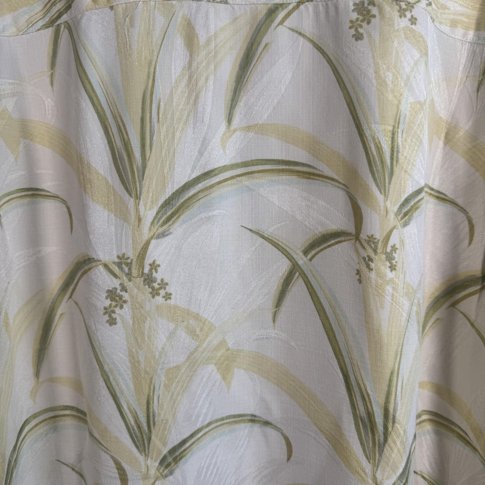 Tommy Bahama Camp Button-Down Shirt Hawaiian Tropical Silk Cream Green Men's XL - Thumbnail 10