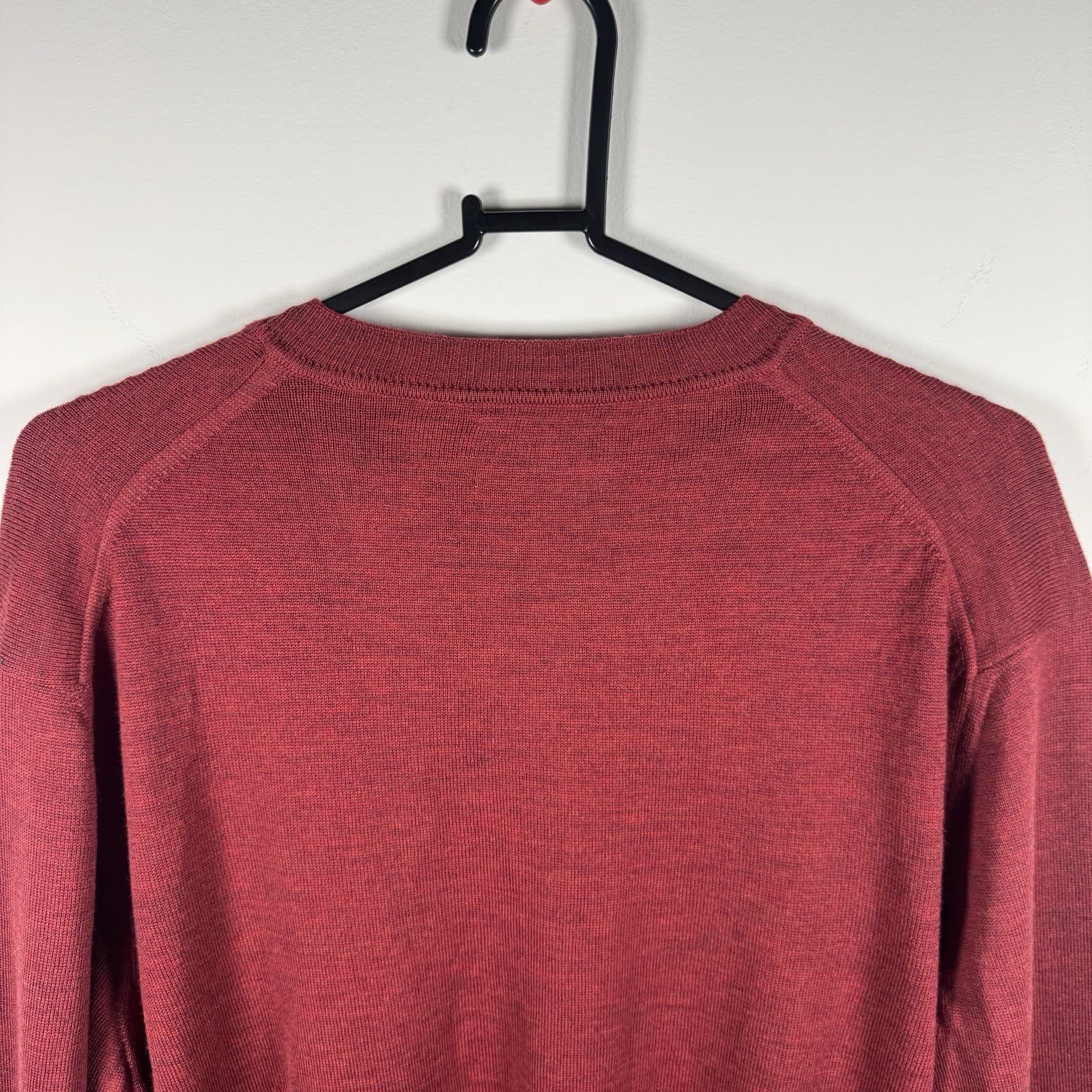 Black Brown 1826 Sweater V Neck Pullover 100% Merino Wool Red Mens XL 123455 - Thumbnail 5