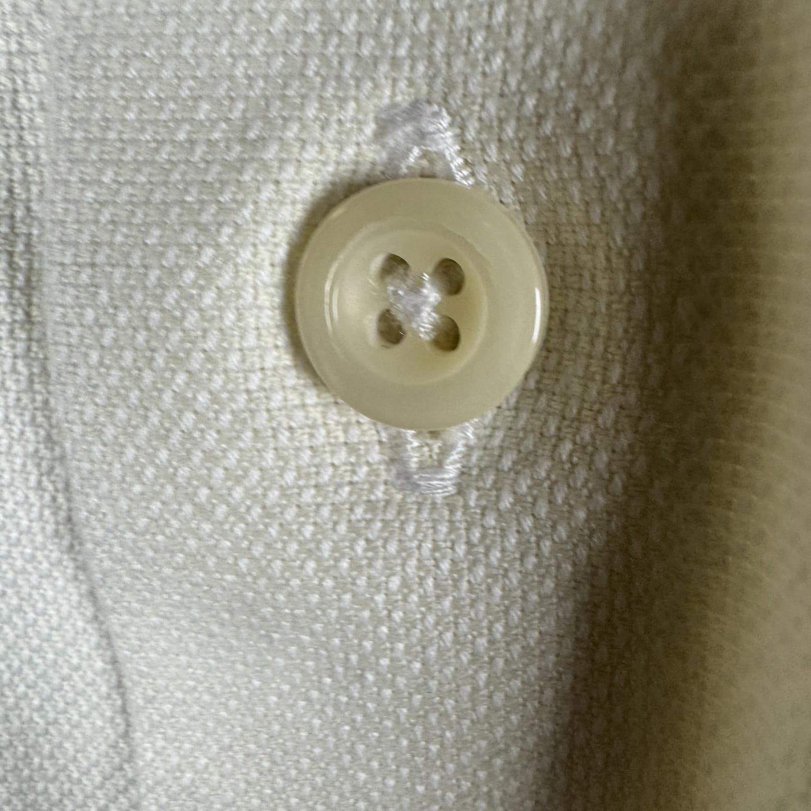 David Donahue Dress Shirt Long Sleeve White Cream Textured Cotton Mens 17 34/35 - Thumbnail 6