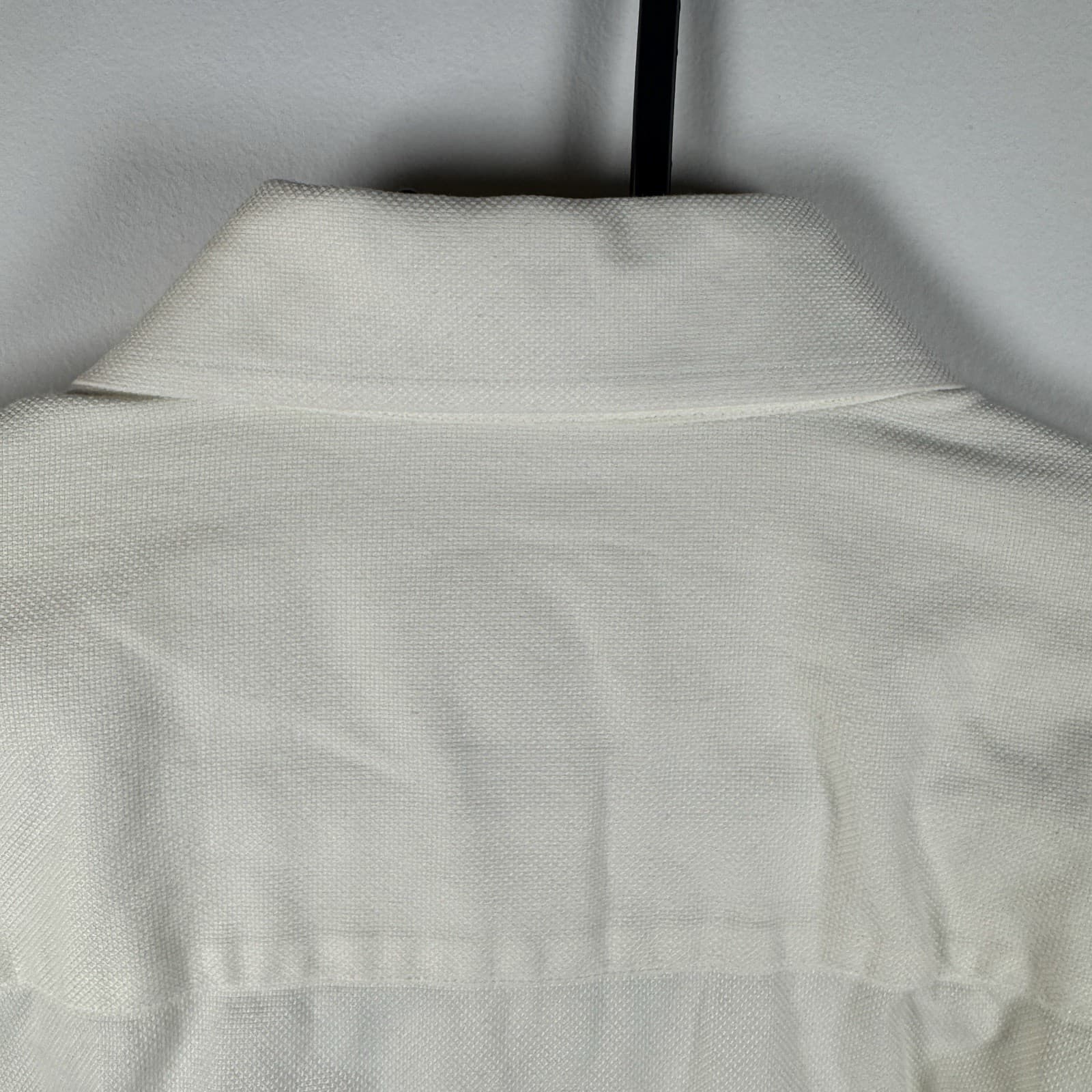 David Donahue Dress Shirt Long Sleeve White Cream Textured Cotton Mens 17 34/35 - Thumbnail 4
