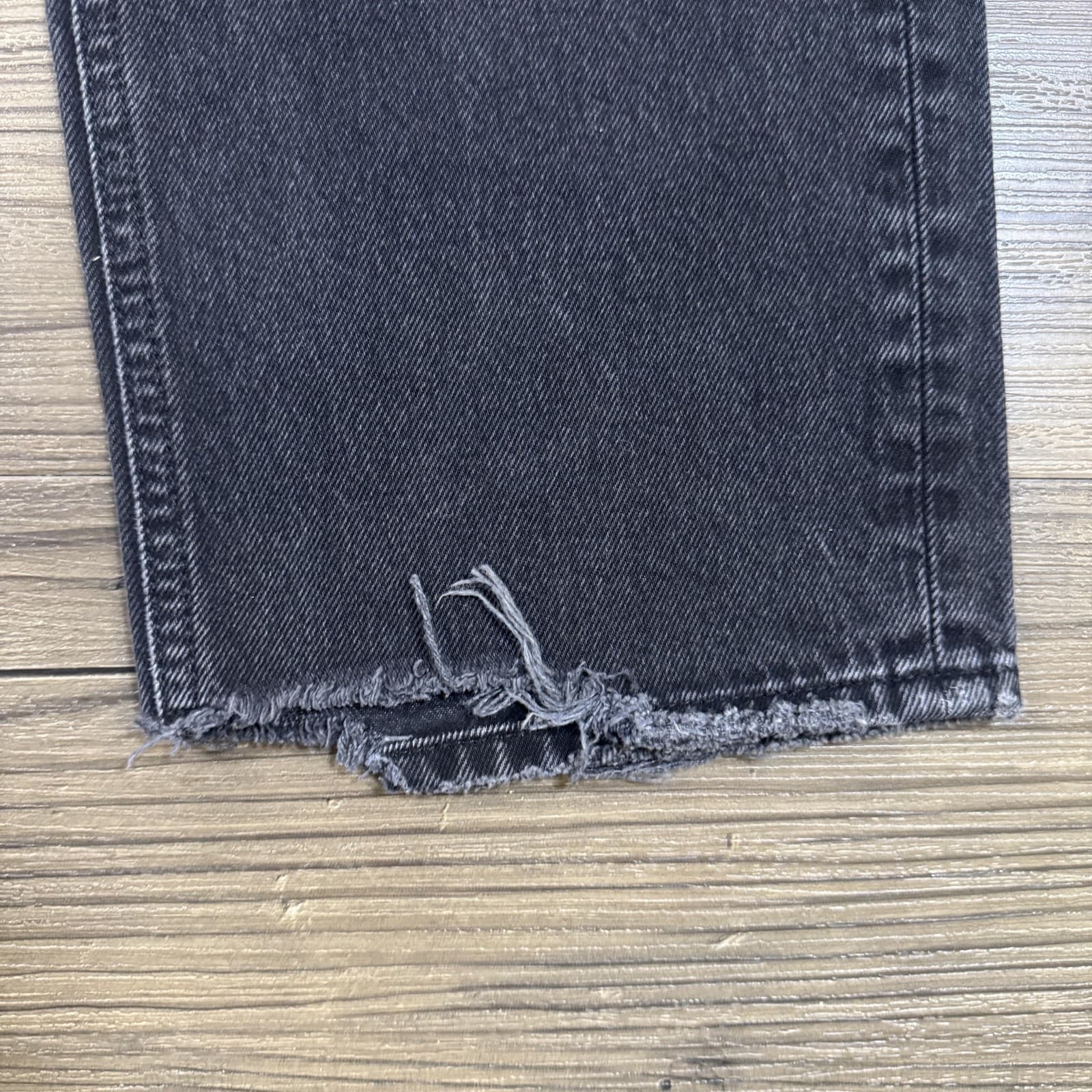 BDG Relaxed Straight Jeans Denim Distressed Frayed Black Charcoal Men's 28x28 - Thumbnail 10