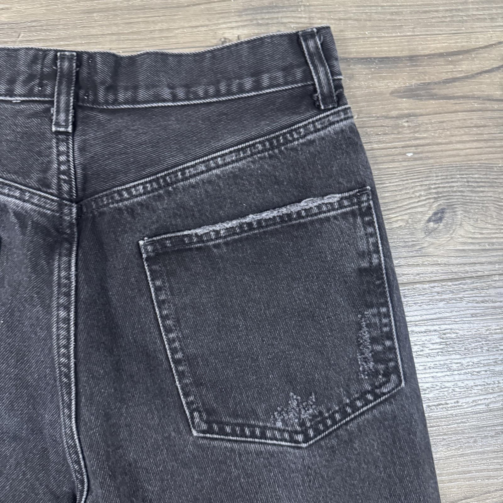 BDG Relaxed Straight Jeans Denim Distressed Frayed Black Charcoal Men's 28x28 - Thumbnail 14