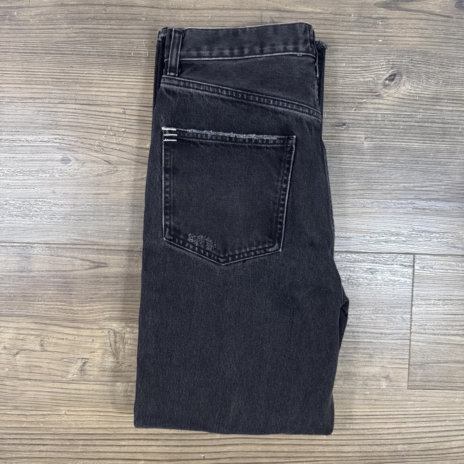 BDG Relaxed Straight Jeans Denim Distressed Frayed Black Charcoal Men's 28x28 - Thumbnail 15