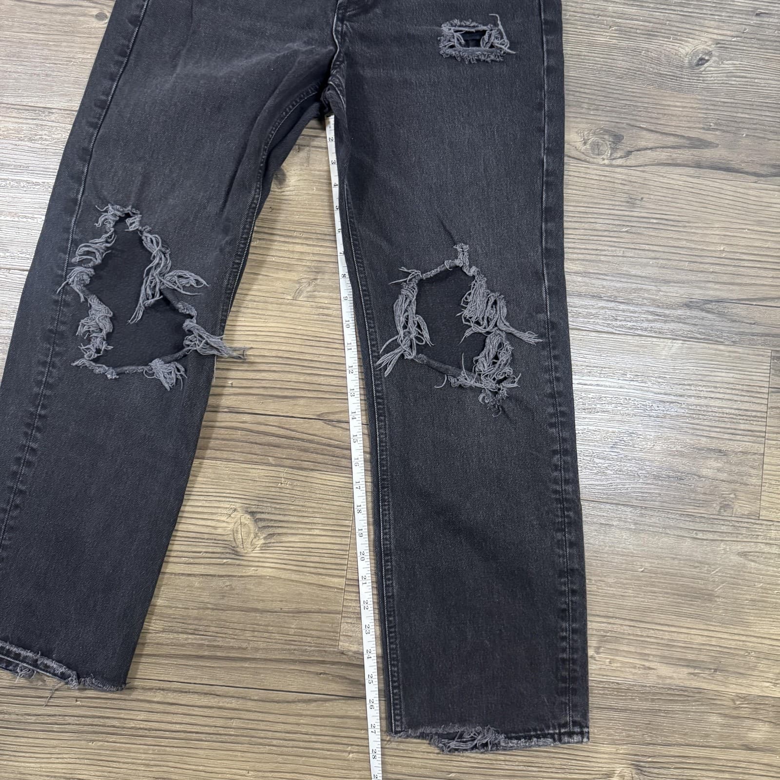 BDG Relaxed Straight Jeans Denim Distressed Frayed Black Charcoal Men's 28x28 - Thumbnail 17