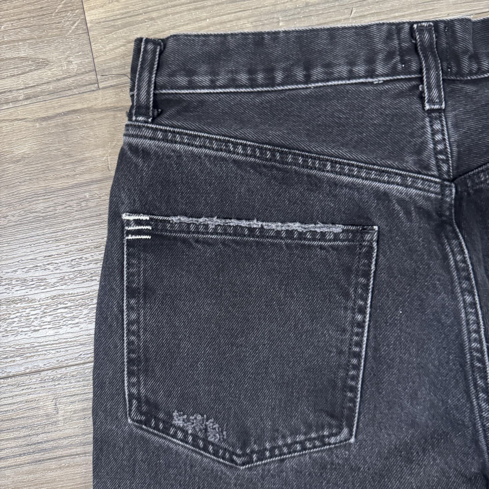 BDG Relaxed Straight Jeans Denim Distressed Frayed Black Charcoal Men's 28x28 - Thumbnail 13