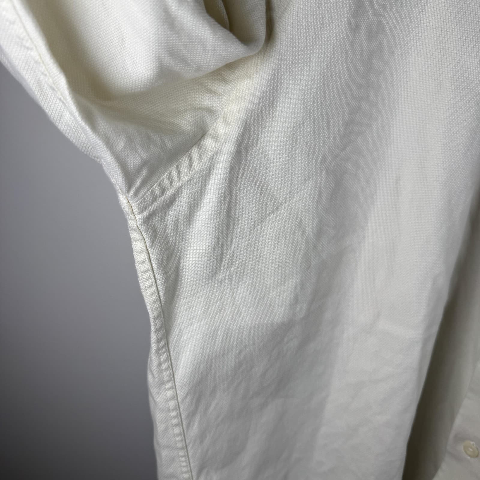 David Donahue Dress Shirt Long Sleeve White Cream Textured Cotton Mens 17 34/35 - Thumbnail 8