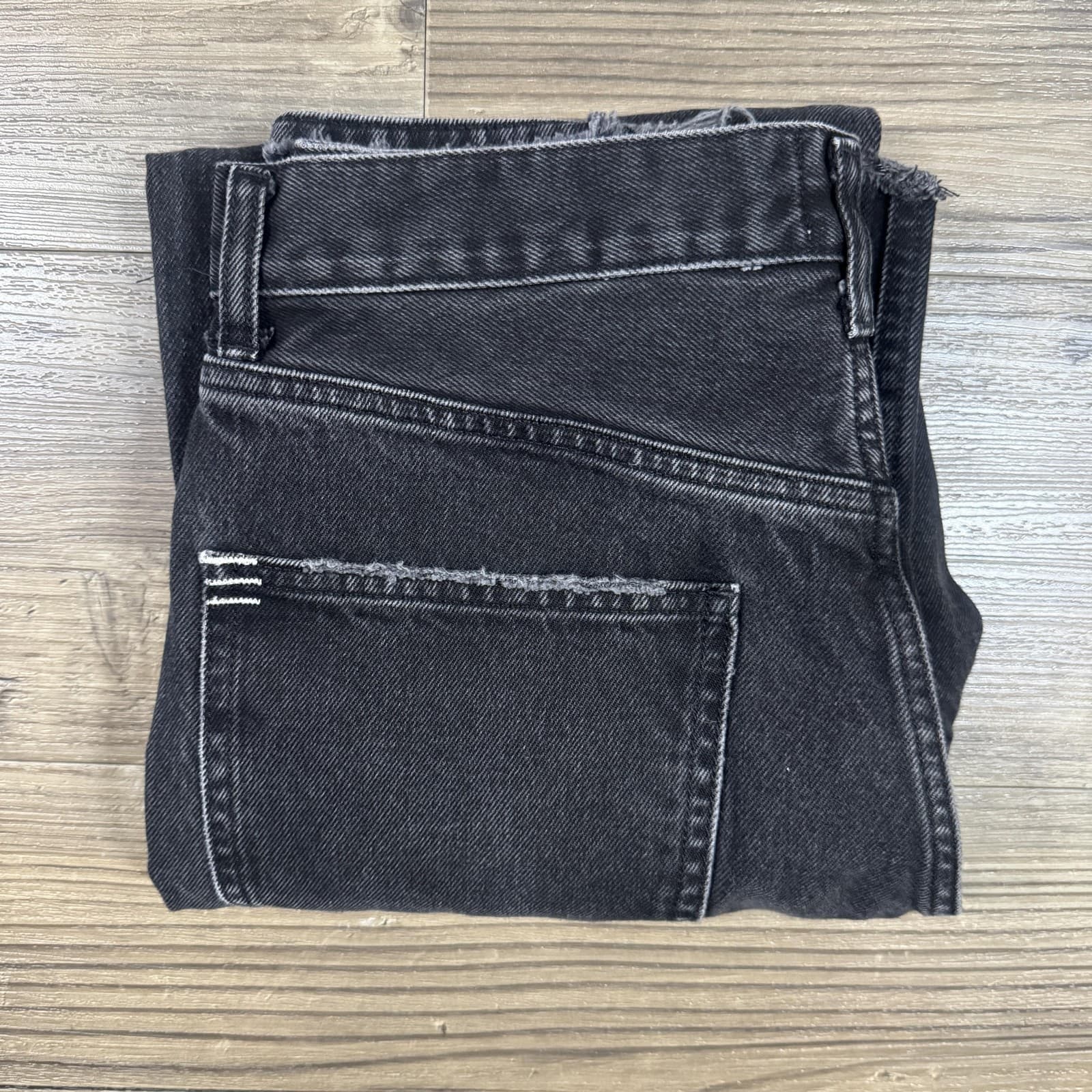 BDG Relaxed Straight Jeans Denim Distressed Frayed Black Charcoal Men's 28x28 - Thumbnail 16
