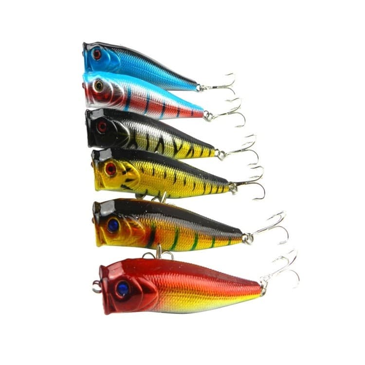 HENGJIA Plastic Artificial Fishing Lures Popper Bionic Fishing Bait with Hooks,