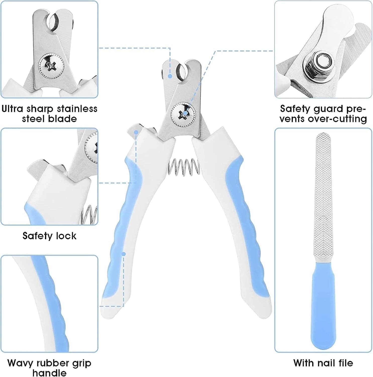 7pcs Pet Grooming Kit, Self-Cleaning Brush Shedding Kit With Nail Clipper, Flea - Thumbnail 2