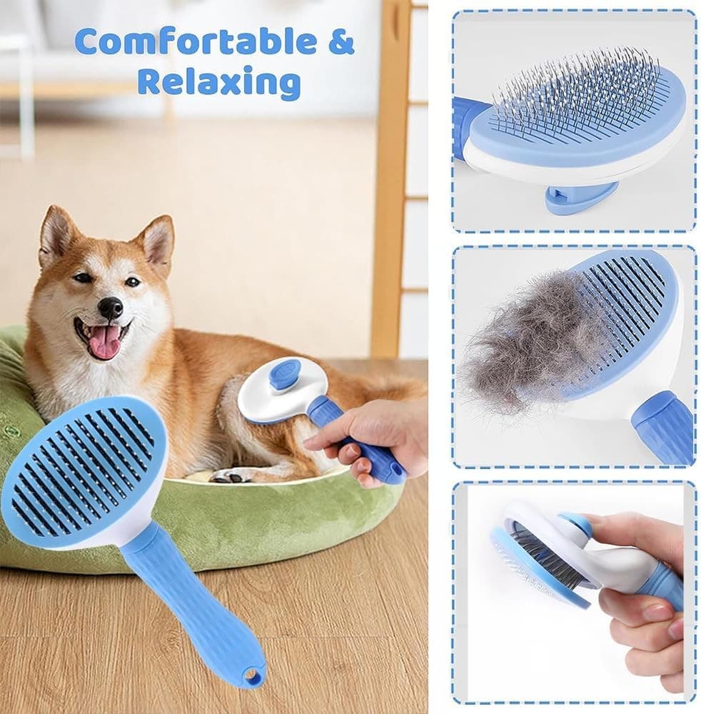7pcs Pet Grooming Kit, Self-Cleaning Brush Shedding Kit With Nail Clipper, Flea - Thumbnail 5